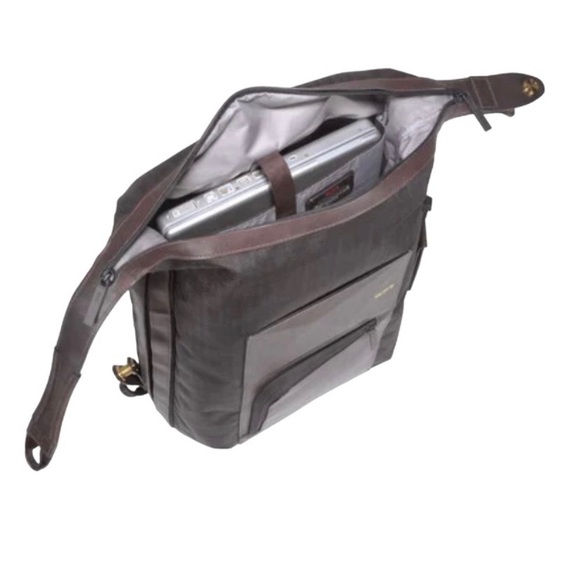 Tumi Dror Leather Nylon Rare Luxury Travel Backpack Modern Tote Briefcase Bag - Picture 5 of 14